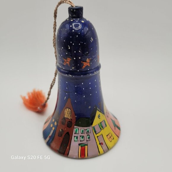 Vintage Hand Painted Lacquer Bell Ornament - Picture 2 of 8